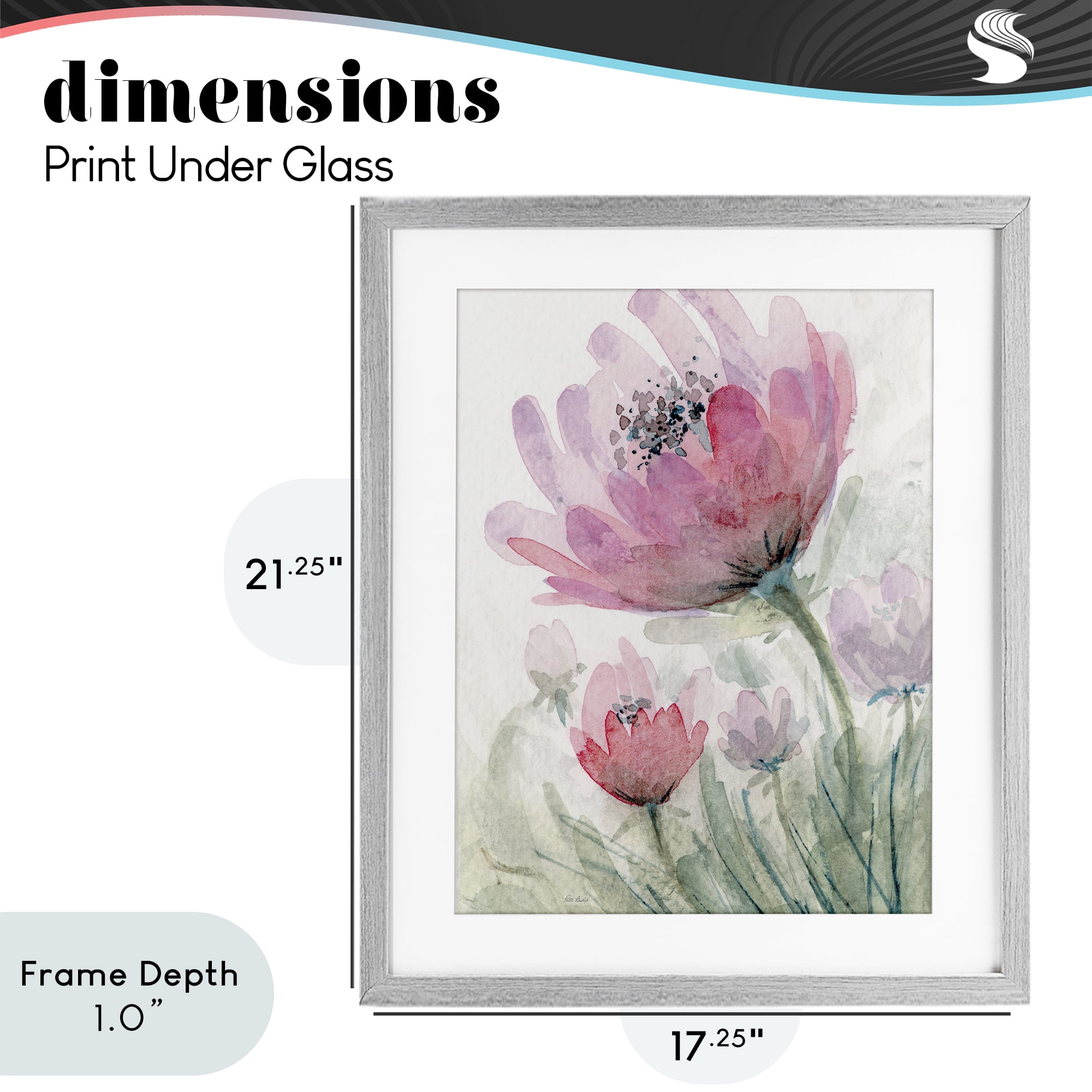 Stupell Industries Pink Flower Blossoms Gray Framed Print Under Glass, design by Patti Bishop