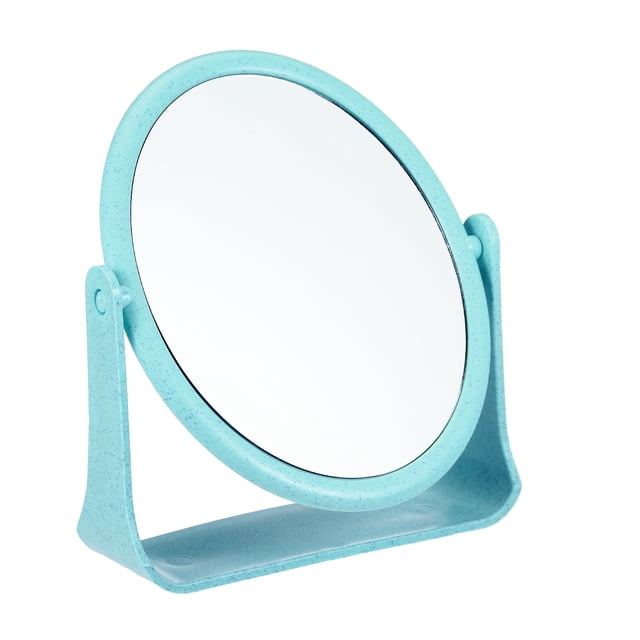 Espejo de Maquillaje de Plástico Único Bargains Espejo de Maquillaje Redondo de Doble Cara Espejo Rotatorio Espejo de Belleza para Mujeres Azul