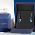 thumbnail image 5 of Gem Stone King 925 Sterling Silver Swiss Blue Topaz and Red Created Ruby Dangle Earrings for Women with Lab Grown Diamond (5.03 Cttw, Oval 9X7MM), 5 of 6