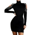 thumbnail image 2 of LilyLLL Womens Evening Party Clubwear Cold Shoulder High Waist Rhinestone Mini Dress, 2 of 4