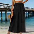 thumbnail image 2 of Womens Midi Skirt Fashion Solid Color Casual Breathable Knee Length Lightweight Everyday Black L, 2 of 5