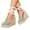 Green, variant on Women's Closed Toe Platform Espadrille Wedge Heels Sandals Fashion Ankle Tie Breathable Woven Platform Sandal Gold Size 9