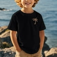 thumbnail image 2 of NINGMENG Chemises & Hauts pour Garçons Tout-Petits Imprimé Cocotier Col Rond Manches Courtes Mignon Décontracté Sport Confortable Chandail Tee-Shirts Extérieur, Noir, 8-9 Ans, 2 of 4