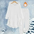 thumbnail image 2 of UJNDER Women's Hooded Tracksuit Set Winter Warm Long Sleeve Pants Outfit Casual Loungewear Cozy Two Piece Suit Pant Suits for Women White M, 2 of 3