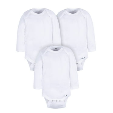 Gerber Gender Neutral Leisure White Long Sleeve Cotton Bodysuit, 3-Pack, Sizes Preemie - 24 Months