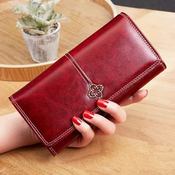 New Women's Leather Wallet Woman Luxury Long Wallets