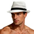 thumbnail image 3 of Paiwinds Men's Straw Fedora Summer Sun Hat Breathable Woven Beach Hat with Adjustable Strap for Travel Outdoor Casual Daily Wear, 3 of 7