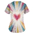 thumbnail image 4 of Valentine's Day Scrub Tops for Women Short Sleeve V Neck Scrub Top Glitter Heart Printed Shirts Valentine's Day Scrubs Tops Working Nurse Uniforms with Pockets, 4 of 4
