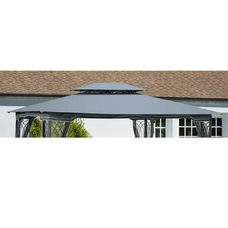 CoSoTower 13X10 FT Patio Double Roof Gazebo Replacement Canopy Top Fabric, Gray