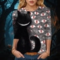 thumbnail image 2 of Godom Halloween Shirts Women Ghost Graphic Tees 3/4 Sleeve Fall Pumpkin T-Shirt Tops, 2 of 4