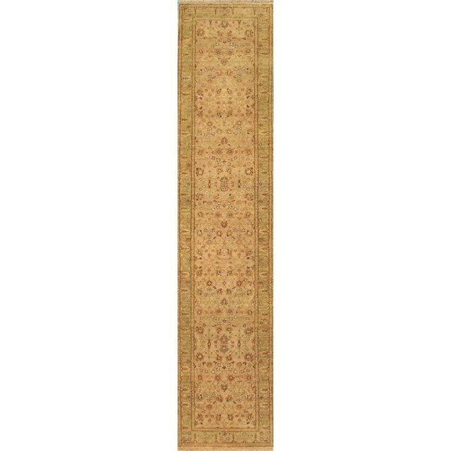 Alfombra verde Camello anudada a mano 2'6 " x14' Noble House TF1214