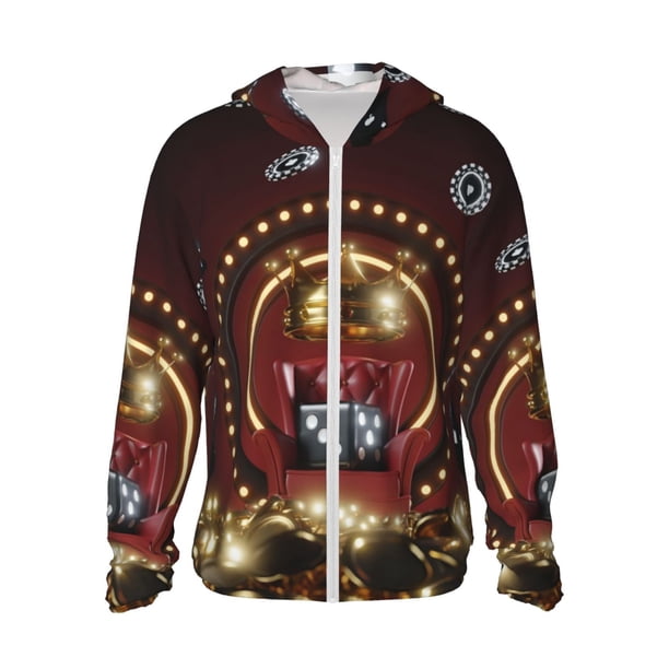 Balery Casino King And Playing Cards Sudadera ligera de manga larga con capucha y protección solar UPF 50+ para hombre y mujer, ideal para pesca y running-Small