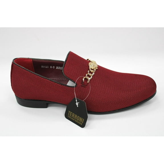 Men's Burgundy With Gold Buckle Wedding Party Loafers By Terroni S0025
