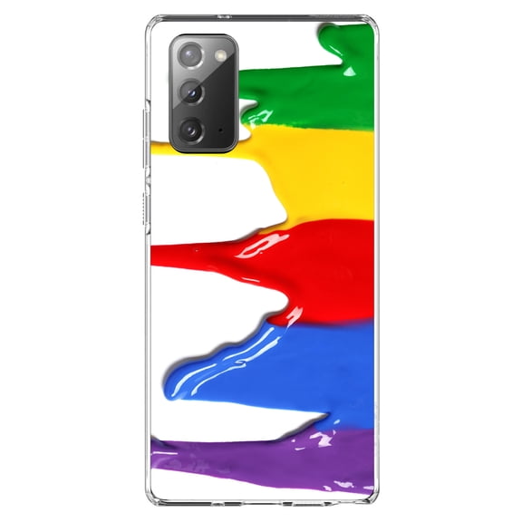 DistinctInk Clear Shockproof Hybrid Case for Galaxy Note 20 ULTRA (6.9" Screen) - TPU Bumper, Acrylic Back, Tempered Glass Screen Protector - Rainbow Paint Dripping - Rainbow Art Supplies