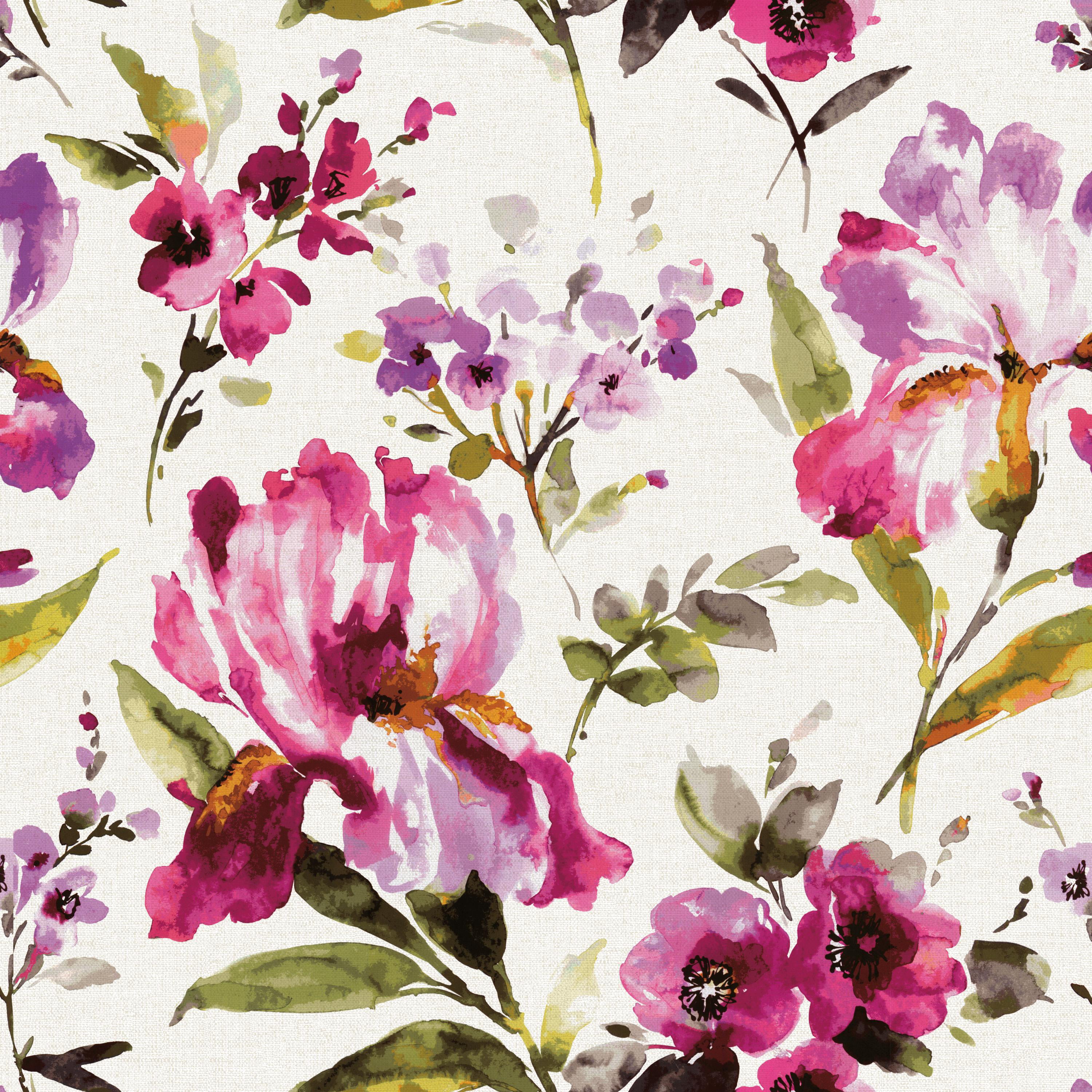 RoomMates Purple and Pink Iris Floral Peel and Stick Wallpaper