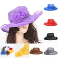 thumbnail image 2 of Women Fashion Elegant Floral Caps Wedding Church Dress Wide Brim Tea Hat Bucket Kentucky Derby Sun Hats, 2 of 6