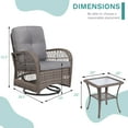 thumbnail image 6 of MEETWARM 3 Pieces Outdoor Wicker Swivel Rocker Patio Set, Rocking Chairs Rattan Patio Furniture Sets with Thickened Cushion and Glass-Top Coffee Table, Conversation Bistro Set for Porch (Gray), 6 of 7