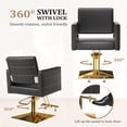 thumbnail image 6 of UBesGoo 360° Swivel Barber Chair with Reclining Back, T-shaped Footrest, Black & Gold, 6 of 8
