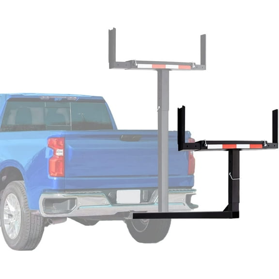 PENSUN Truck Bed Extender, 2 in 1 Design Foldable Pick Up Truck Bed Hitch Mount Extension Rack for Canoe Kayak Ladder Lumber, 800lbs Load Capacity, w/Reflective Tapes (Truck Bed Extender)