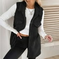 thumbnail image 2 of Solid Loose Fit Elegant Lapel Button Front Vest Cardigan for Women Women Casual Dress Sweater Long Sleeve Hoodie Womens Long Hooded Sweatshirt, 2 of 4