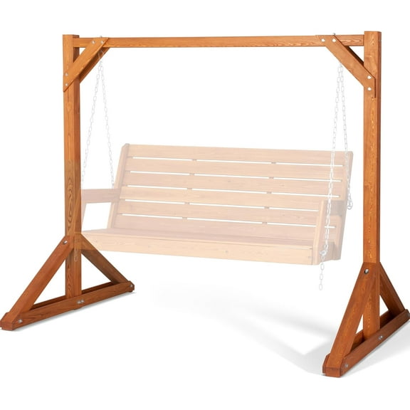 SUNCREAT Heavy Duty Wooden Swing Frame for Adults Kids, Stable Frame Porch Swing Bench Stand for Outdoor, Backyard, 800 lbs Capacity, Brown