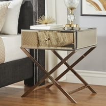 Weston Home Downey X Base Mirrored Campaign End Table, Champagne Gold