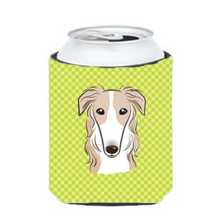 

Checkerboard Lime Green Borzoi Can Or Bottle Hugger 12 Oz.
