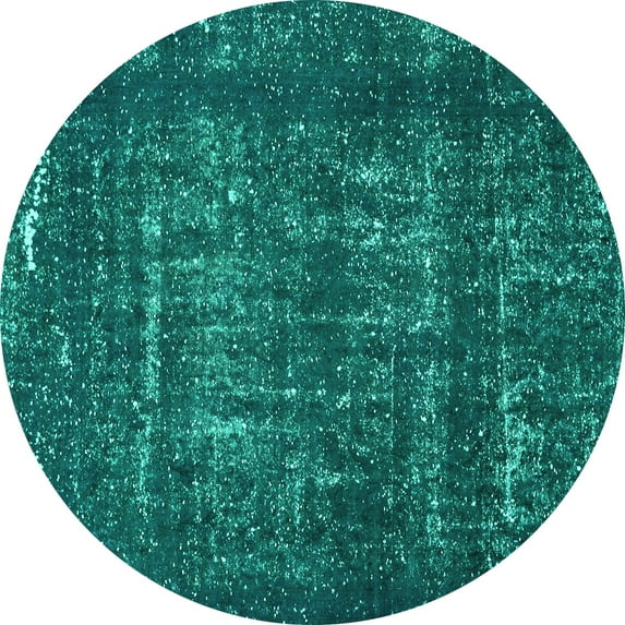 Ahgly Company Indoor Round Abstract Turquoise Blue Modern Area Rugs, 3' Round