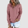 thumbnail image 4 of Womens Workout Tops Winter Fall Loose Fit Hooded Long Sleeve Puff Cold Shoulder Hoody Solid Color Hoodie Cotton Sweatshirts Hoodies(Light Pink,XL), 4 of 5