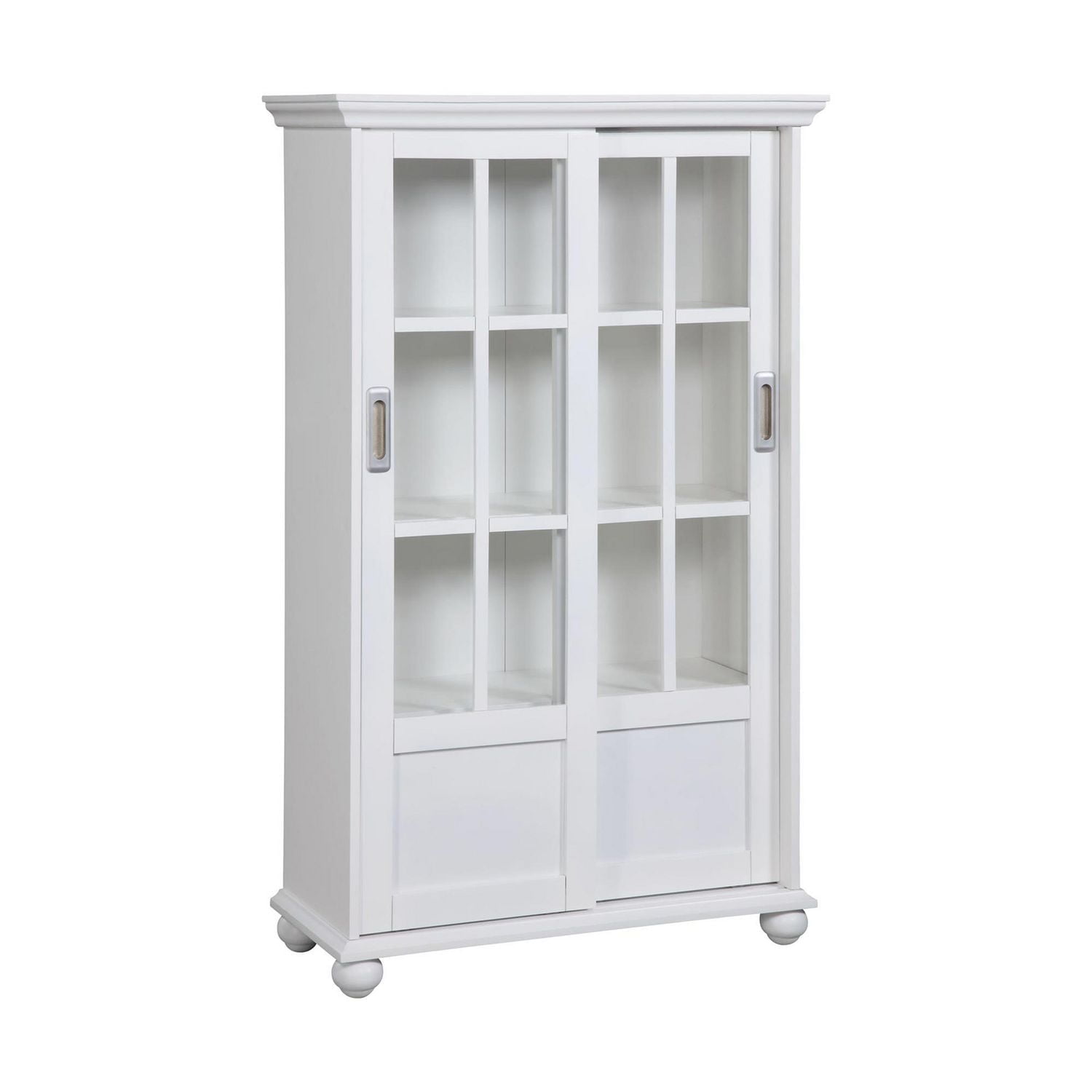 Ameriwood Home Aaron Lane Bibliothèque avec portes coulissantes en verre Blanc