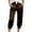 Brown, variant on Women's Satin Pants Tie Elastic High Waist Shiny Silky Dressy Satin Cargo Joggers Capris Sweatpants Sports