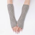 thumbnail image 4 of PMVFHDE Autumn Winter Knitted Fingerless Gloves Women Short Style, Warm Arm Sleeves for Cold Season Grey,One Size, 4 of 6