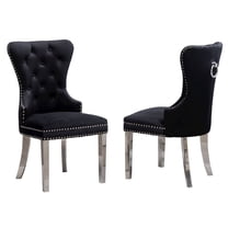 Montura Contemporary Tufted Velvet Chair with Nailhead Trim(Set of 2) in Black
