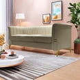 thumbnail image 6 of Mid-Century Velvet Sofa with Thick Back& Turn Out Armrest, Sofa Couch with Metal Frame, Chesterfield Couches for Living Room, Beige, 6 of 9