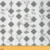 Castle Fairy Bull Skull Fabric by the Yard 1 Yard,Tribal Aztec Home Decor Fabric by the Yard,Grey White Room Decor Fabric by the Yard,Ultra Soft Western Home Decor