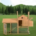thumbnail image 5 of PawHut 83" Wooden Portable Backyard Chicken Coop With Fenced Run And Wheels, 5 of 8