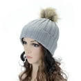 thumbnail image 2 of Dyfzdhu Women Winter Warm Knitted Cute Rabbit F-Ur Ball Yarn Hat Gray, 2 of 5