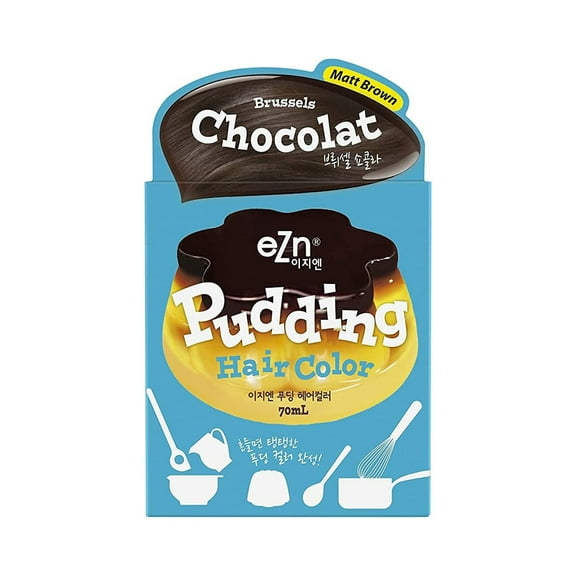 eZn Pudding Hair Dye Ammonia-Free Permanent Hair Color Brussels Chocolat Self Hair Dye DIY Kit Contain Keratin Made in Korea Beauty