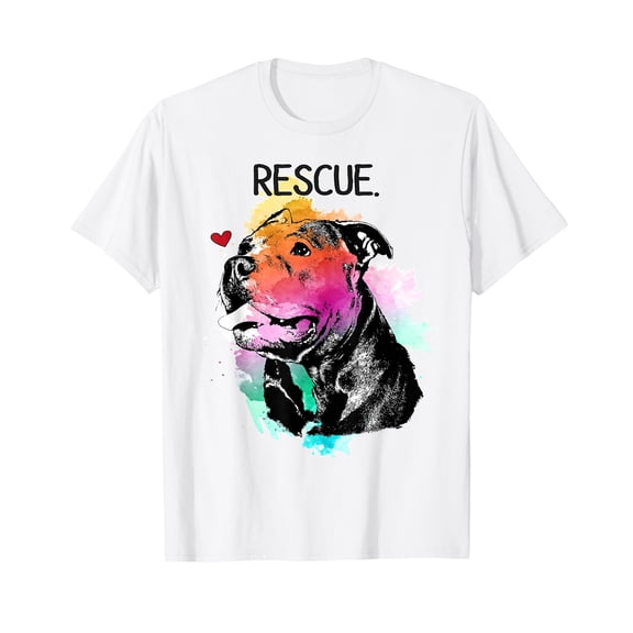 Colorful Watercolor Pitbull Rescue Dog T-Shirt for Animal Lovers