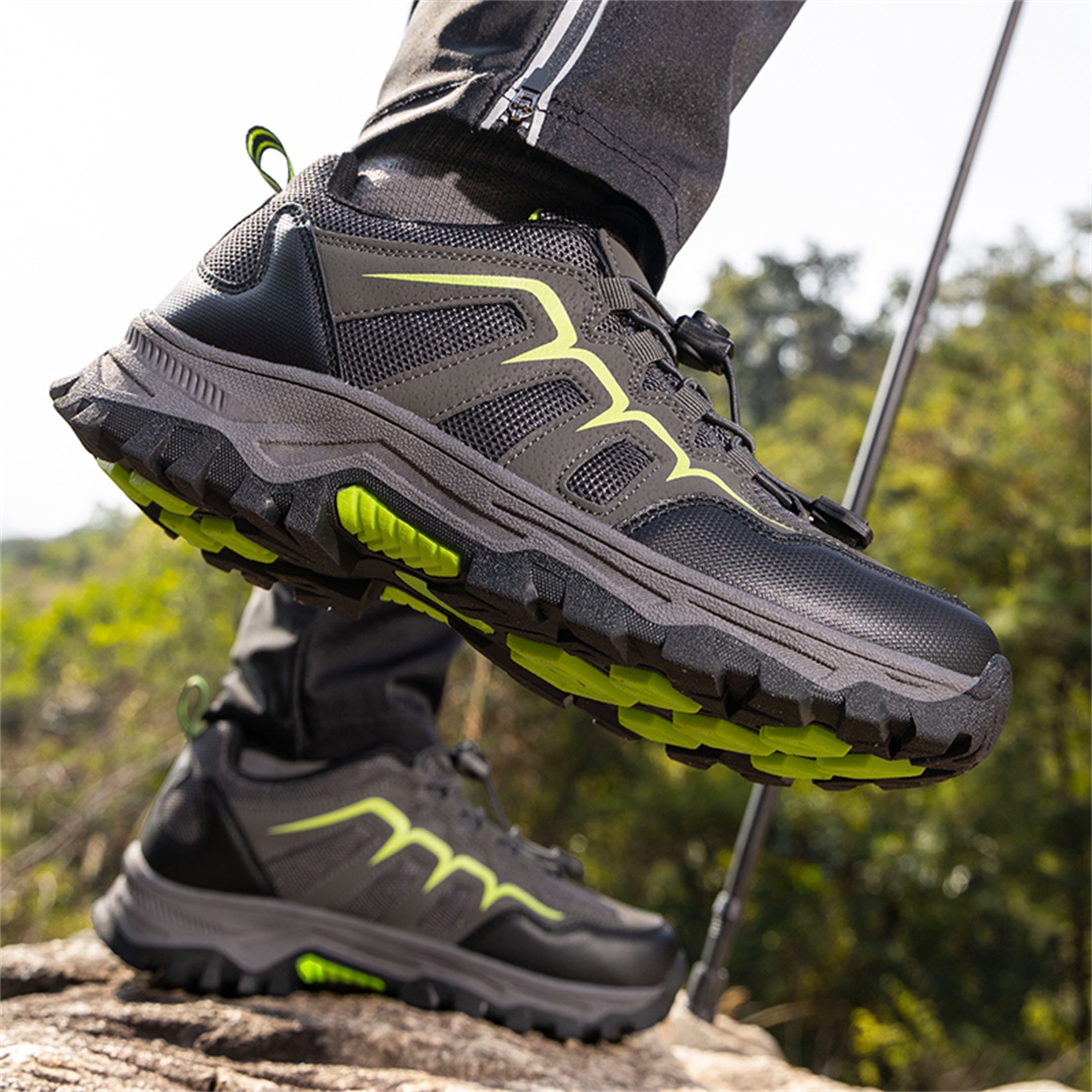 YOURDIARY Mens Womens Low Top Hiking Shoes Breathable Slip Resistant Trekking Trails Outdoor Sneakers