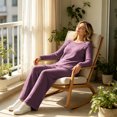 thumbnail image 6 of Atkumj 2 Piece Sweatsuits for Women Soft Crew Neck Long Sleeve Tops and Wide Leg Pants Ribbed Knit Sets Two Piece Versatile Solid Color Slim Fit Loungewear Sets Woman M, 6 of 9