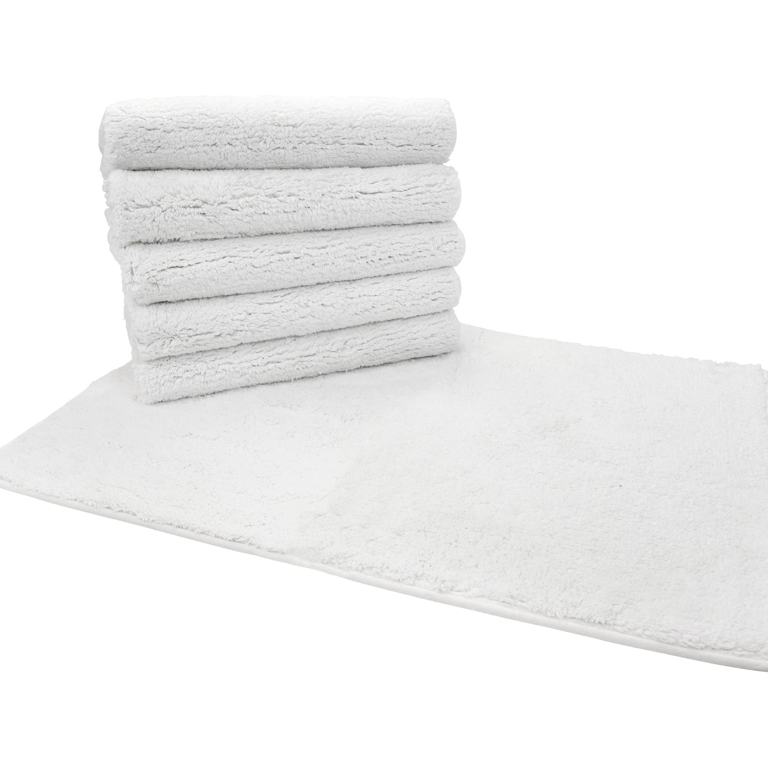 1 new white 100% cotton hotel terry cloth bath mat 7#dz 20x30 