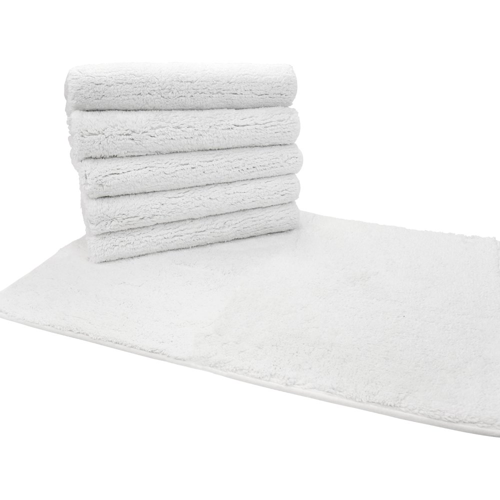 6 Pack of Heavy Cotton Bath Mats 20 x 30 White NonSlip Backing