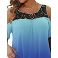 thumbnail image 3 of Gvmfive Women Plus Size Short Sleeve Lace Round Neck Tops Gradient Print Casual Summer T-Shirt, 3 of 6