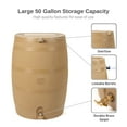 thumbnail image 5 of RTS Home Accents Polyethylene 50 Gallon Flat Back Brass Spigot Rain Barrel, Oak Color, 5 of 8
