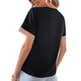 thumbnail image 4 of Gvmfive Women Summer Short Sleeve T-shirt V Neck Lace Splicing Casual Tops, 4 of 4