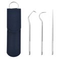 thumbnail image 4 of 3 Pcs/Set Stainless Steel Toothpicks Kit, Premium Teeth Cleaning Tools, Reusable Tooth Picks Set, Pocket Keychain Portable Metal Toothpicks Holder for Travel, 4 of 8