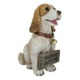 thumbnail image 6 of Tan And White English Cocker Spaniel Dog With Welcome Jingle Collar Sign Statue, 6 of 9