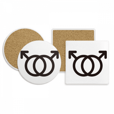 

Gender Difference Identifying Male-Male Equality Coaster Cup Mug Holder Absorbent Stone Cork Base Set