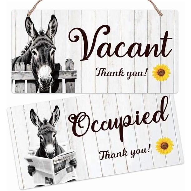 Letreros de baño de PVC con forma de burro, placa decorativa colgante de pared, letreros de plástico para colgar en la entrada, decoración artística.